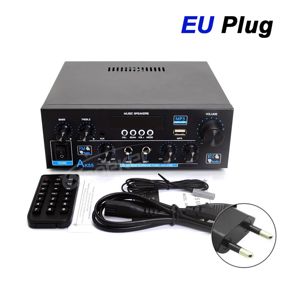 Woopker AK Series Digital Amplifier, Bluetooth, 2-Channel HiFi, FM/USB