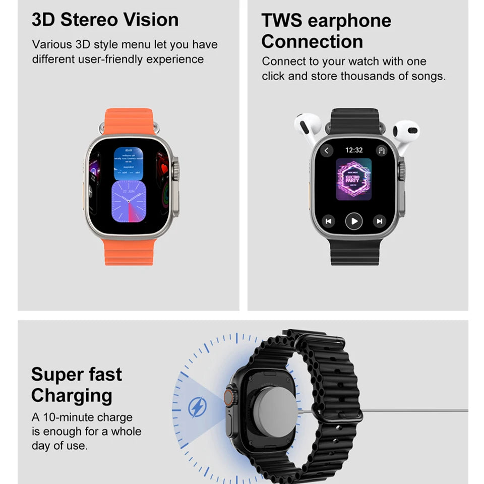 DT Ultra 3 Smartwatch, AMOLED, 4GB Music Player, Bluetooth, AI