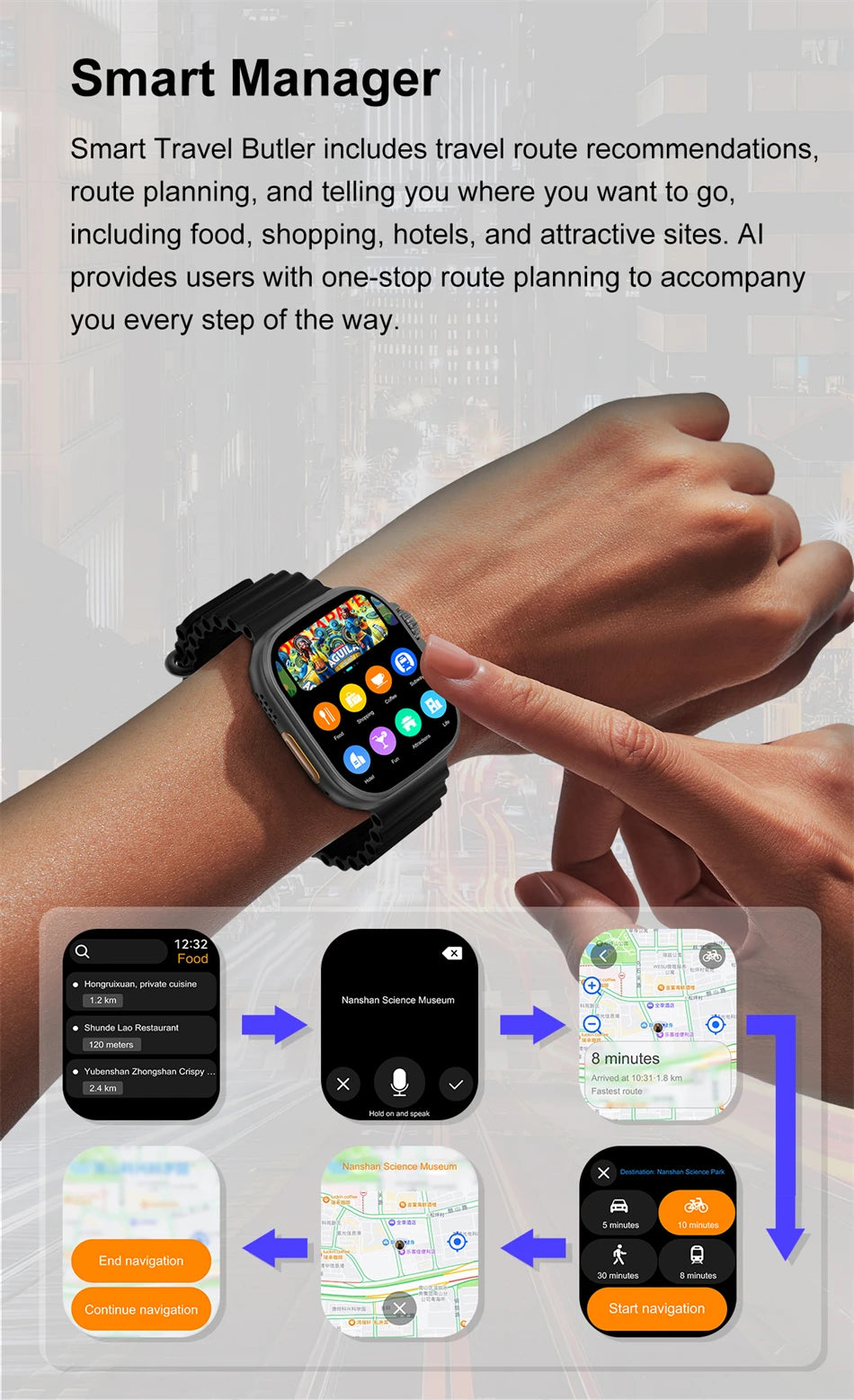 DT Ultra 3 Smartwatch, AMOLED, 4GB Music Player, Bluetooth, AI