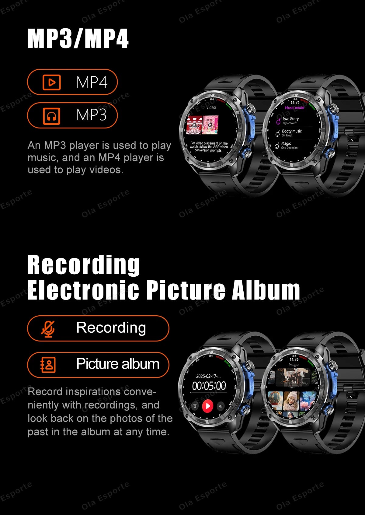 GPS Smartwatch for Men, 1.43" AMOLED, 3ATM Waterproof, 4GB Offline Map