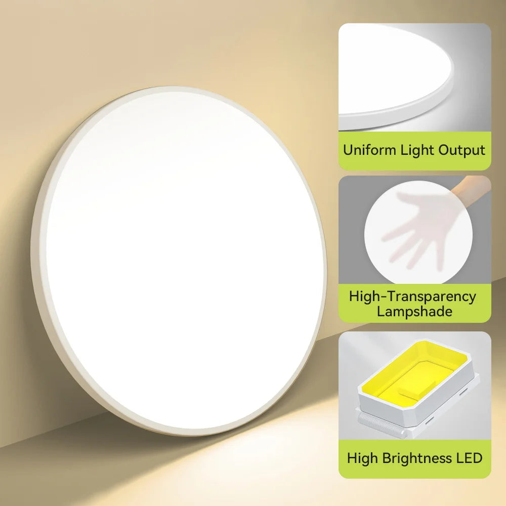 Smart LED Ceiling Light, Dimmable, 3 Colors, with Remote