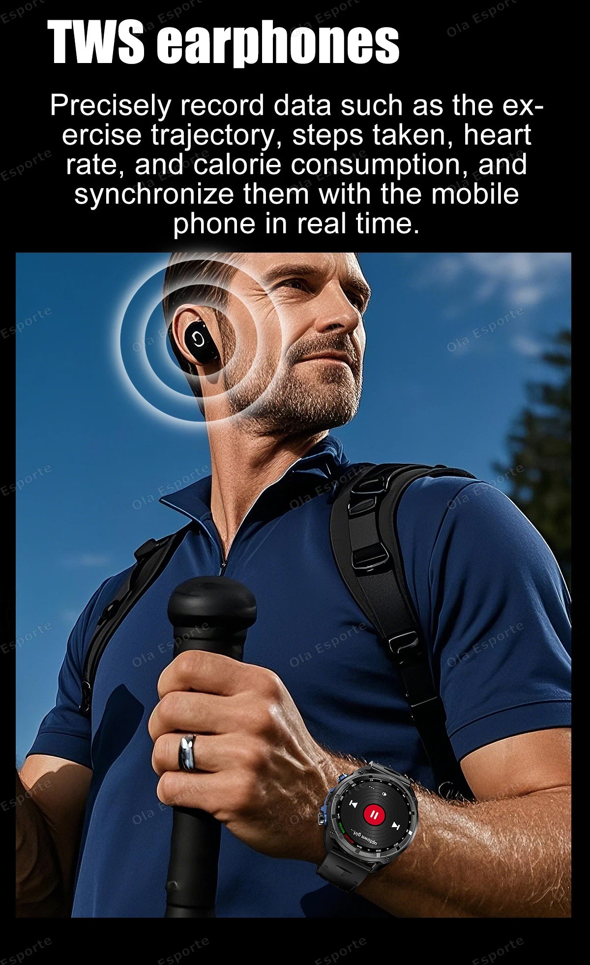 GPS Smartwatch for Men, 1.43" AMOLED, 3ATM Waterproof, 4GB Offline Map