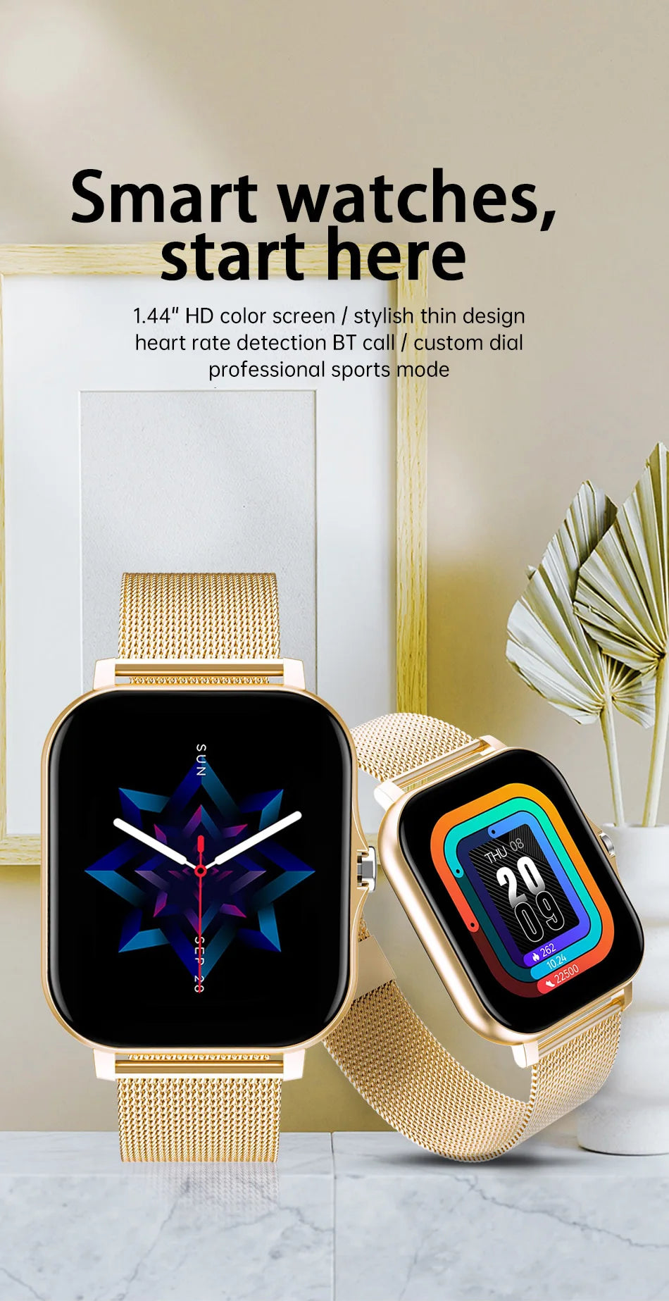2024 Smartwatch with Bluetooth Call, Health Monitor, 1.44" Color Screen