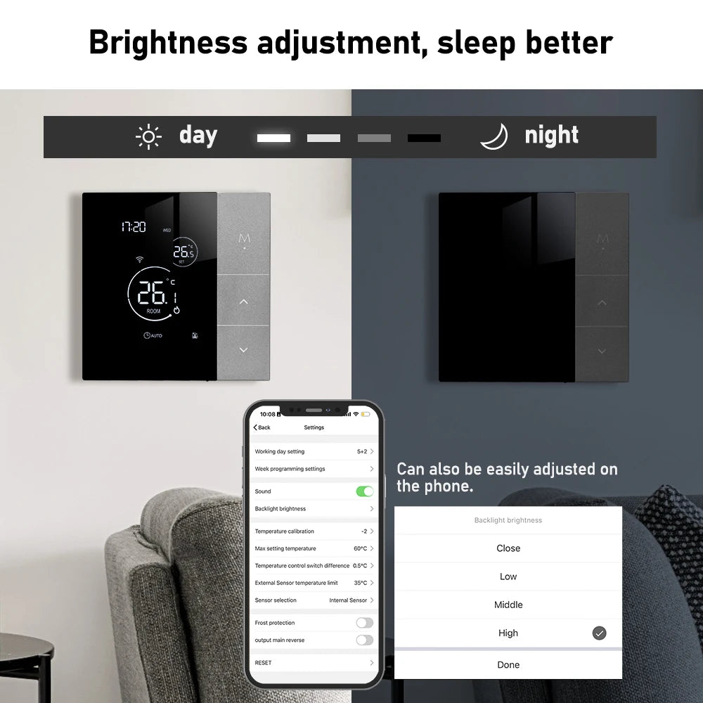 WiFi Smart Thermostat, Tuya, for Boiler/Electric/Underfloor Heating