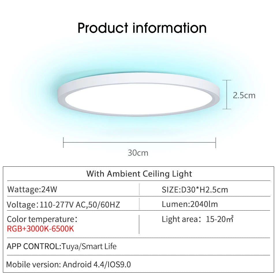 BENEWTON Tuya Smart Ceiling Lamp, RGB LED, APP & Voice Control