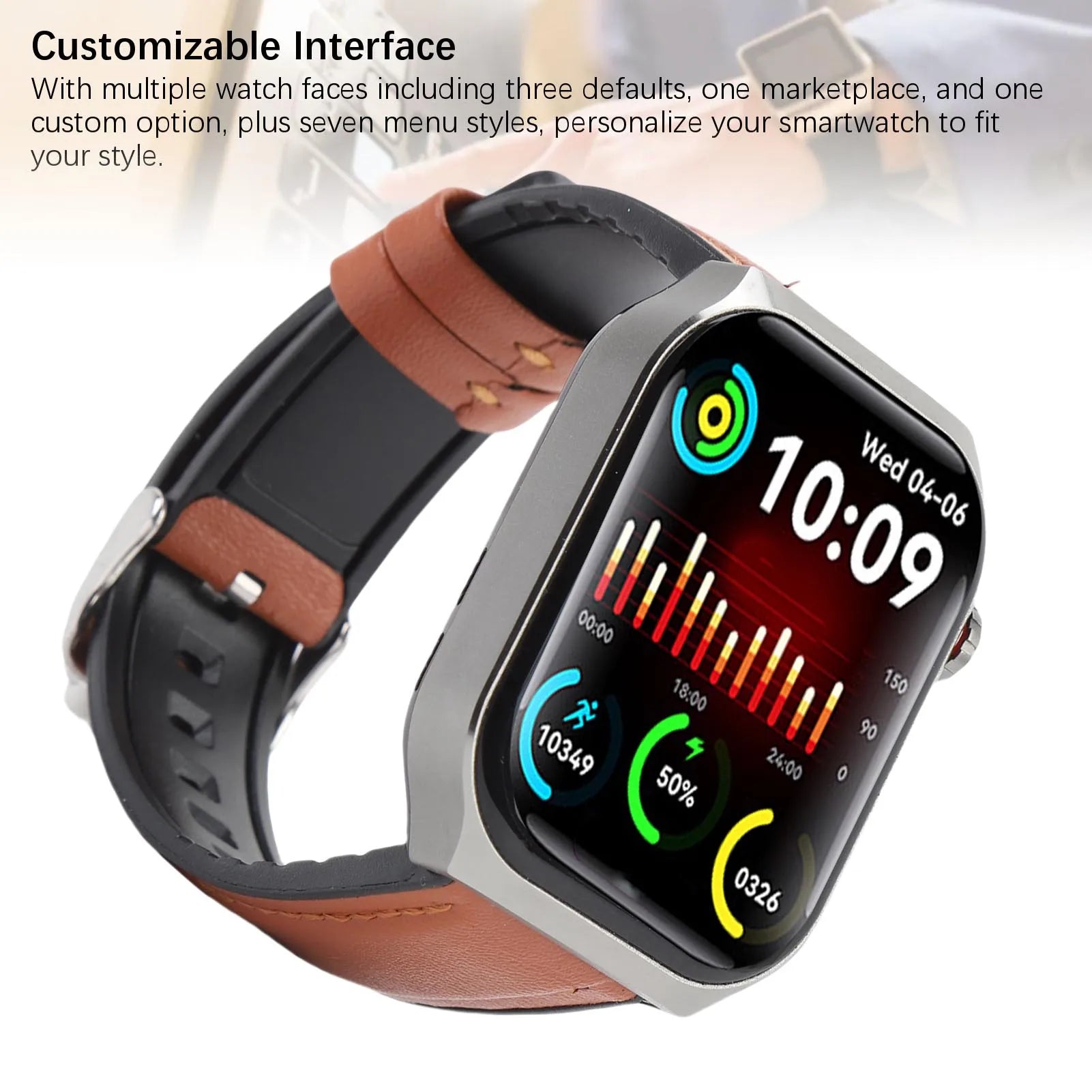 Fitness Smartwatch with Bluetooth Call, 52 Sports Modes, SOS Alert