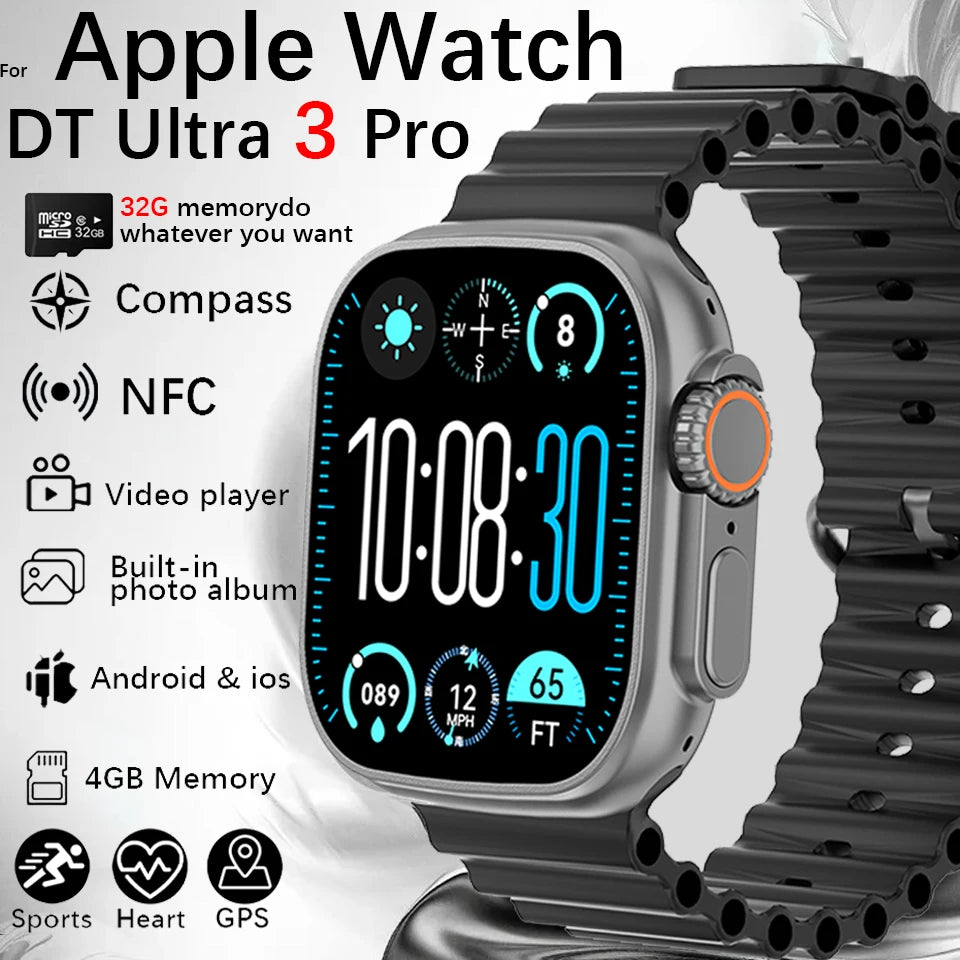 DT Ultra 3 Smartwatch, AMOLED, 4GB Music Player, Bluetooth, AI