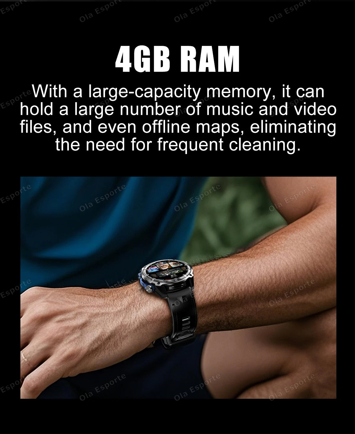 GPS Smartwatch for Men, 1.43" AMOLED, 3ATM Waterproof, 4GB Offline Map