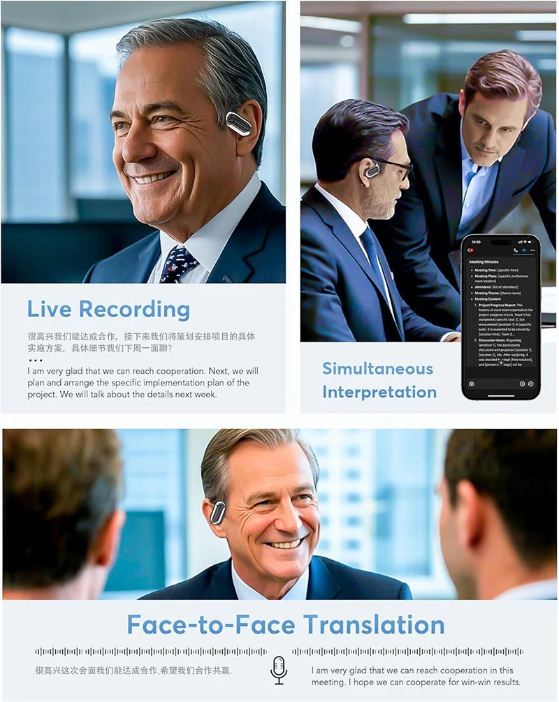 UYUXIO AI Translator Earbuds, Real-Time 144 Languages, 3-in-1 OWS Headphones