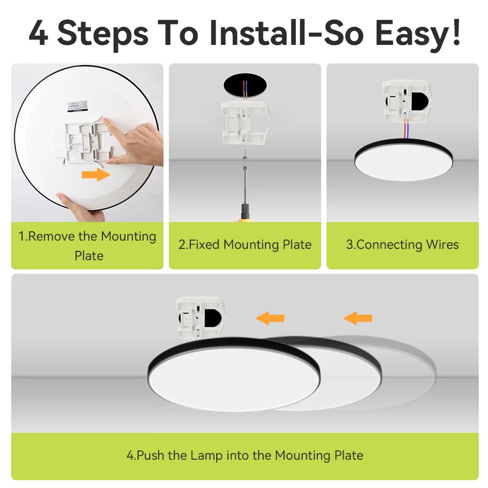 Smart LED Ceiling Light, Dimmable, 3 Colors, with Remote