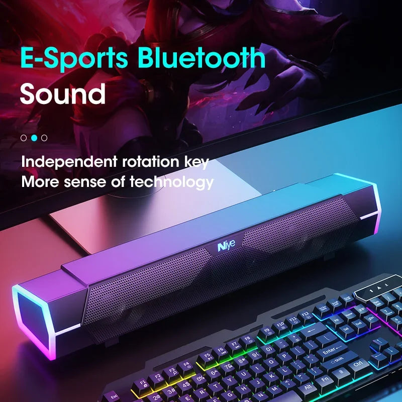 4D Bluetooth 5.0 Computer Soundbar with Stereo Subwoofer