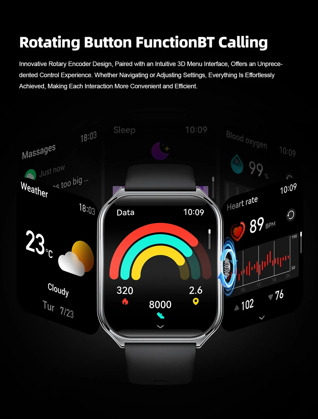 Ultra-Thin Smartwatch, 1.96" AMOLED, 360×360 HD, Always-On Display
