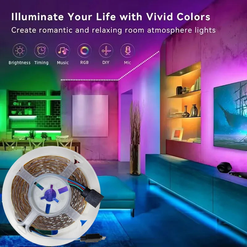 Bluetooth RGB LED Strip Lights, SMD 5050, APP & Remote Control