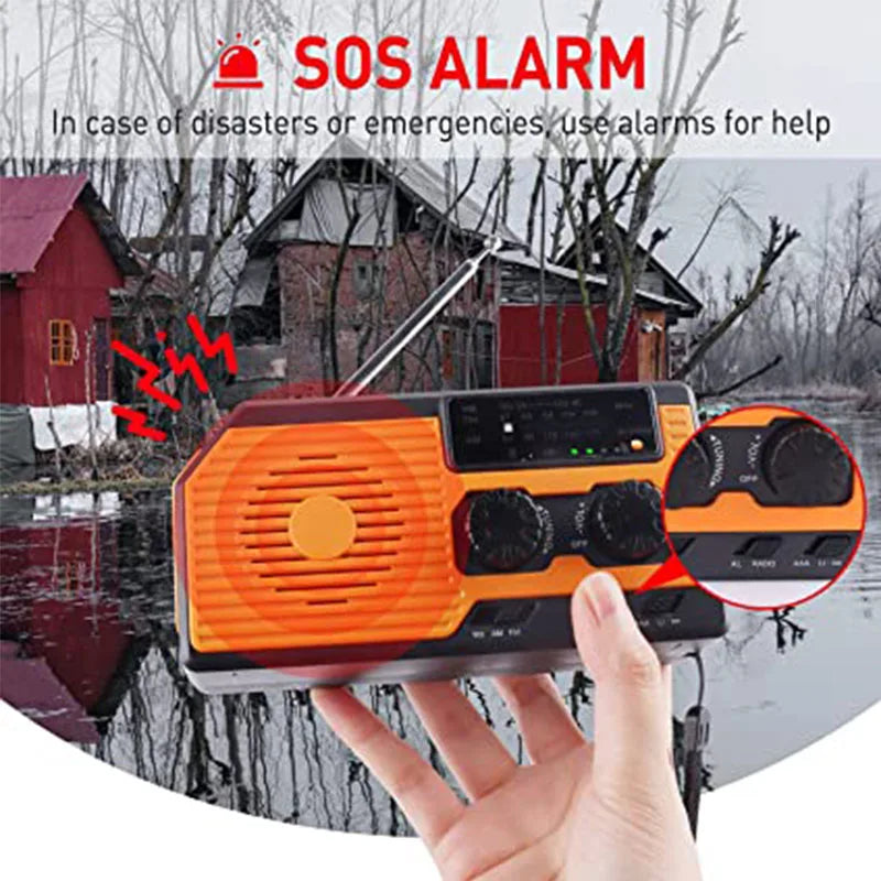 LOTOTG Portable Solar Emergency Radio, Hand Crank, AM/FM, Power Bank