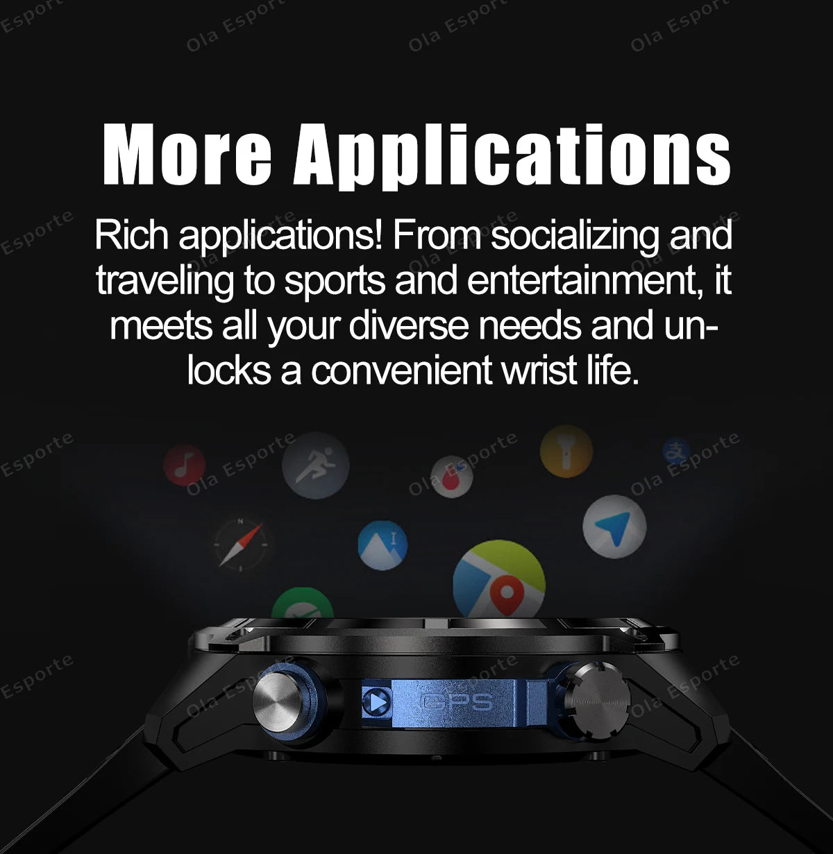 GPS Smartwatch for Men, 1.43" AMOLED, 3ATM Waterproof, 4GB Offline Map