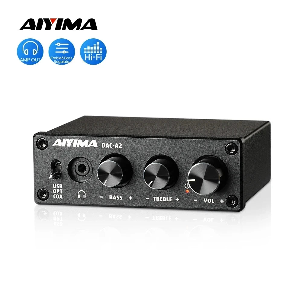 AIYIMA DAC-A2 HiFi USB DAC & Headphone Amplifier, Optical/Coaxial Output