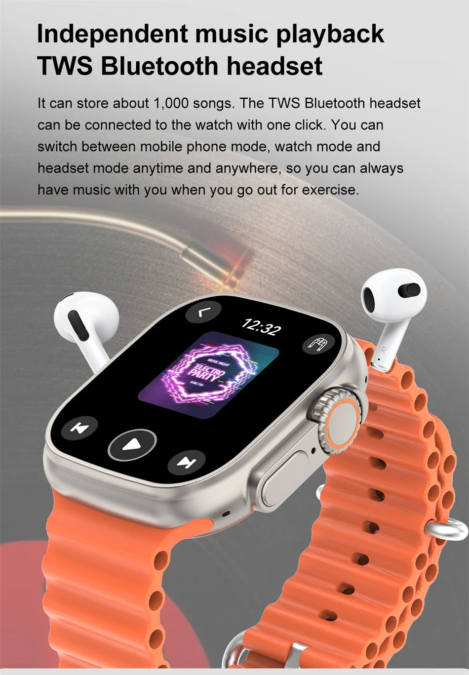 DT Ultra 3 Smartwatch, AMOLED, 4GB Music Player, Bluetooth, AI