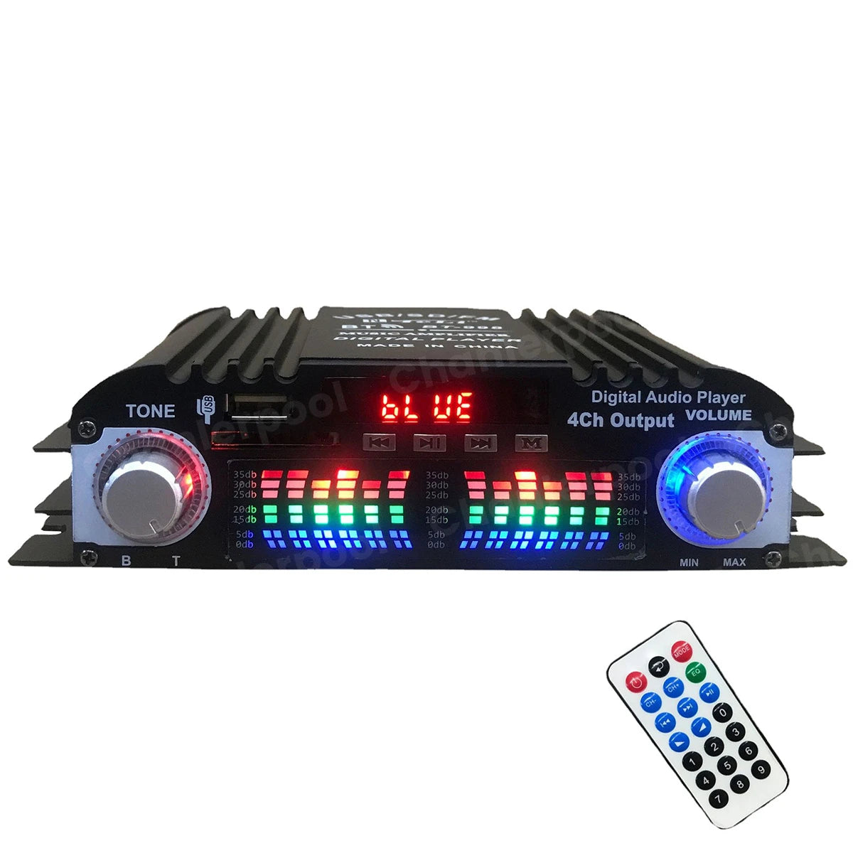 1600W 4-Channel HiFi Digital Audio Amplifier with Bluetooth & FM Radio