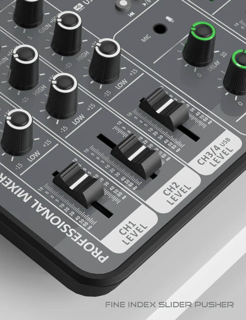 4-Channel USB Audio Mixer, Bluetooth, 48V Phantom Power