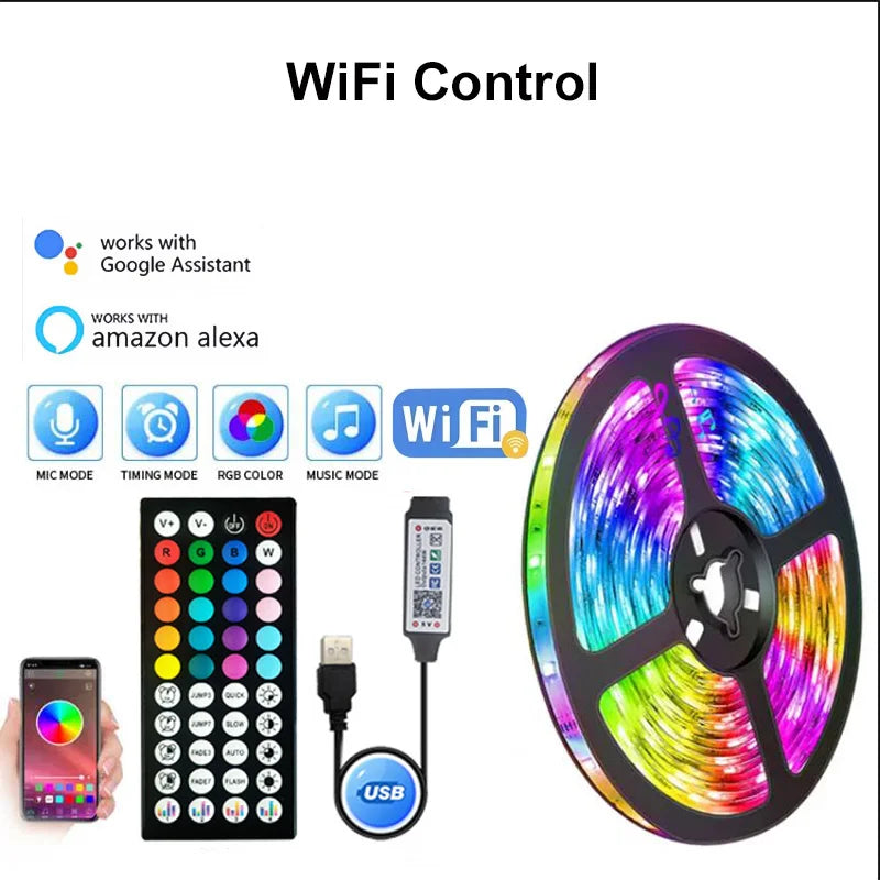 Bluetooth RGB LED Strip Lights, SMD 5050, APP & Remote Control