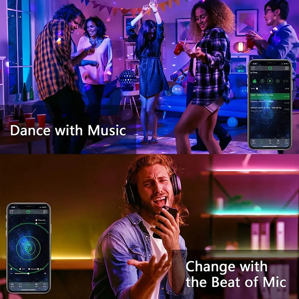 40M RGB LED Strip Lights, USB 5V, APP & Remote, Music Sync