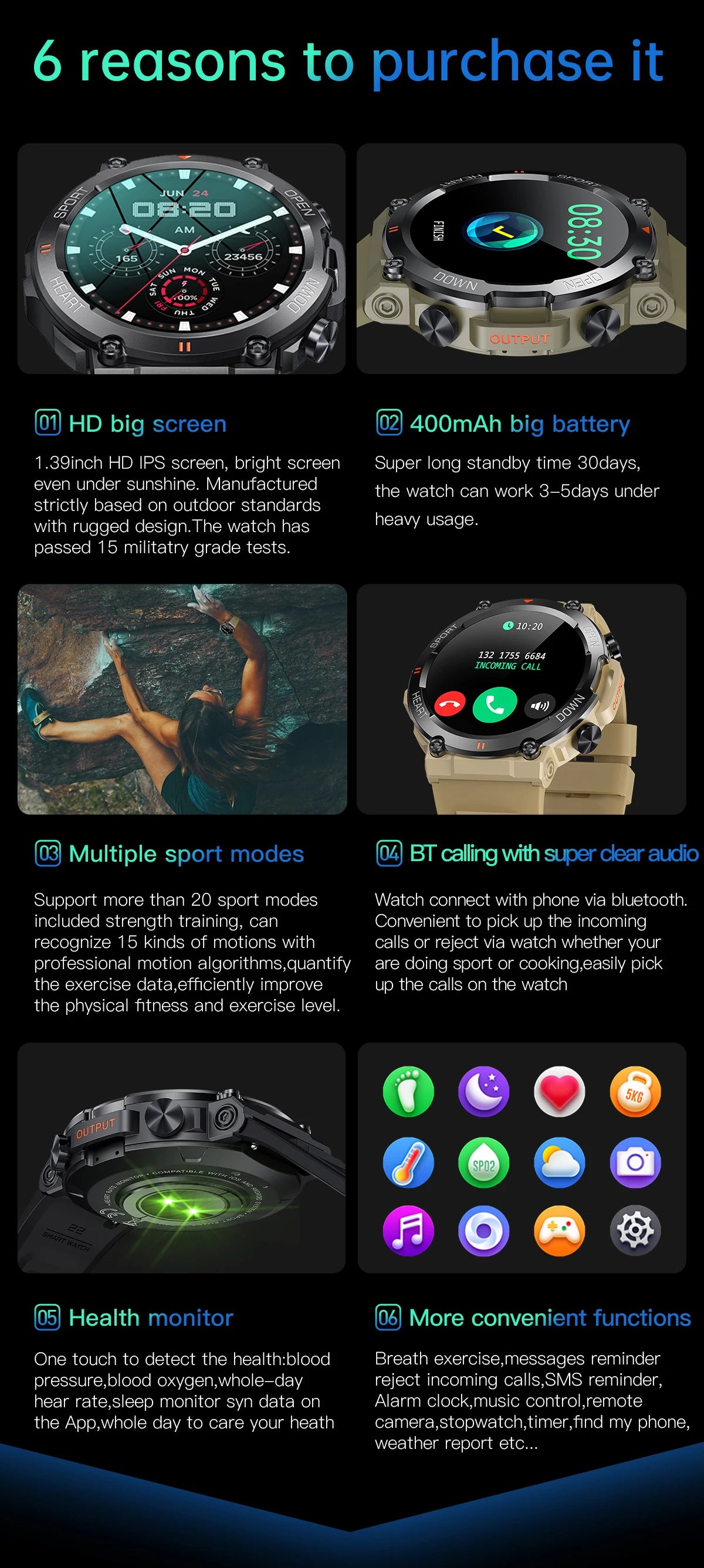 K56Pro Smartwatch, 1.39" HD, Heart Rate, Bluetooth, Long Standby
