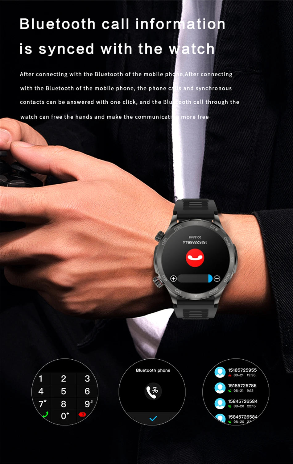 2025 Bluetooth Call Smartwatch for Men, AMOLED HD, NFC, GPS, IP68