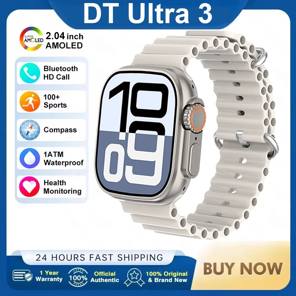 DT Ultra 3 Smartwatch, AMOLED, 4GB Music Player, Bluetooth, AI