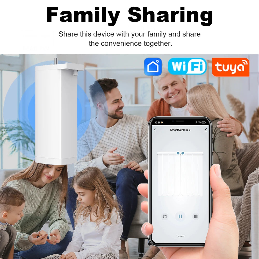 Tuya Smart Zigbee/WiFi Curtain Motor, 155mm Silent Electric Shutter
