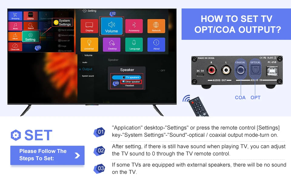 AIYIMA DAC-A2 HiFi USB DAC & Headphone Amplifier, Optical/Coaxial Output