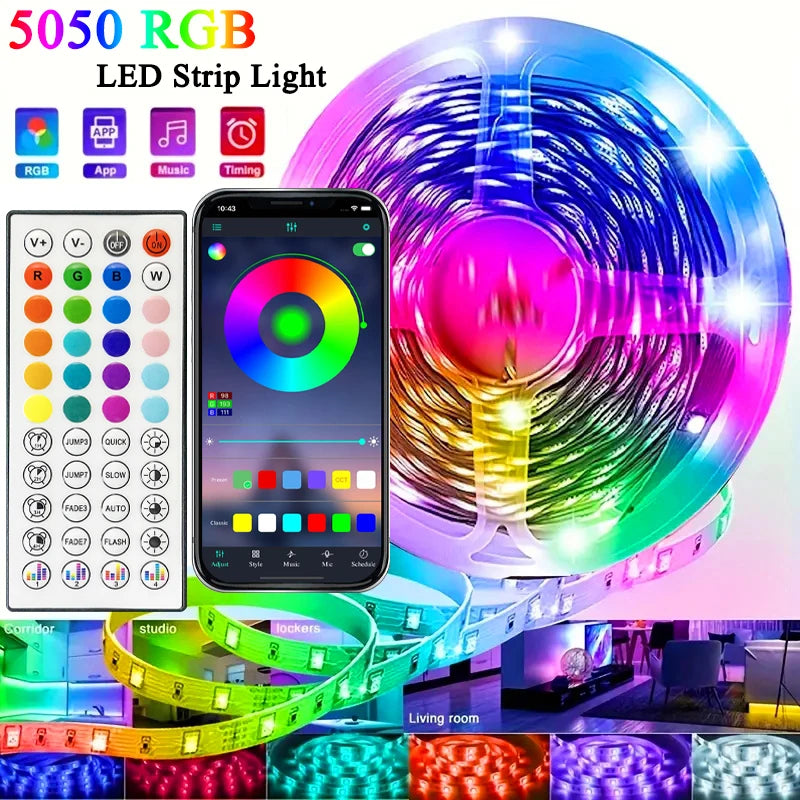 40M RGB LED Strip Lights, USB 5V, APP & Remote, Music Sync