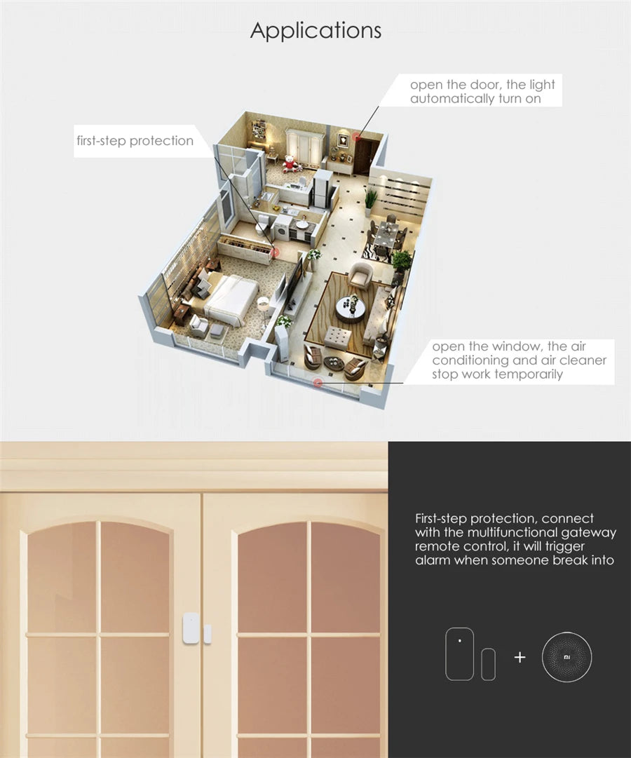 Aqara Zigbee Door & Window Sensor, Wireless, Smart Mini Alarm