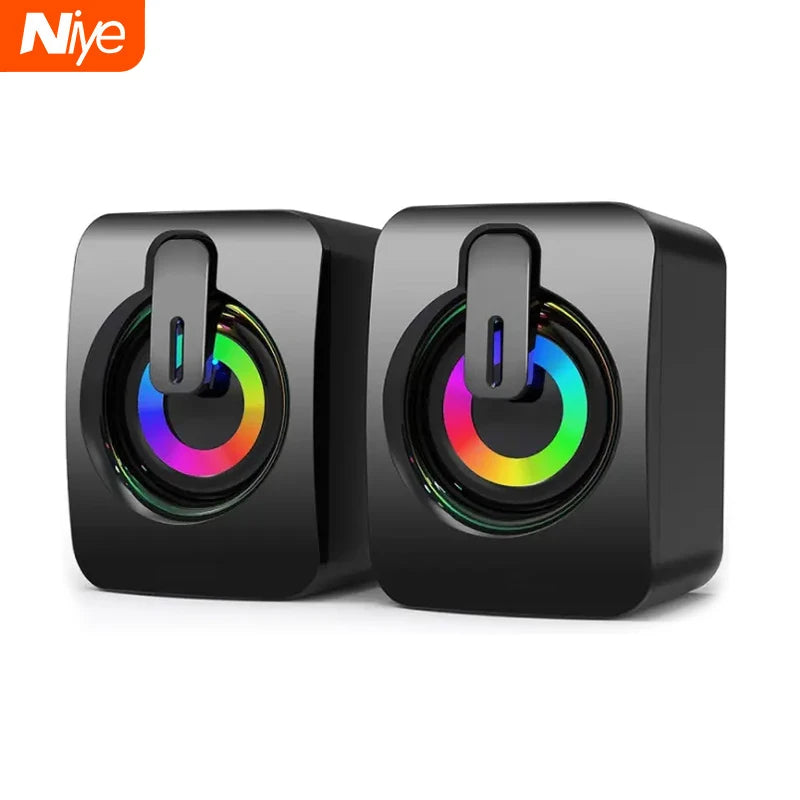 USB Wired PC Speakers with HIFI Stereo and LED Light