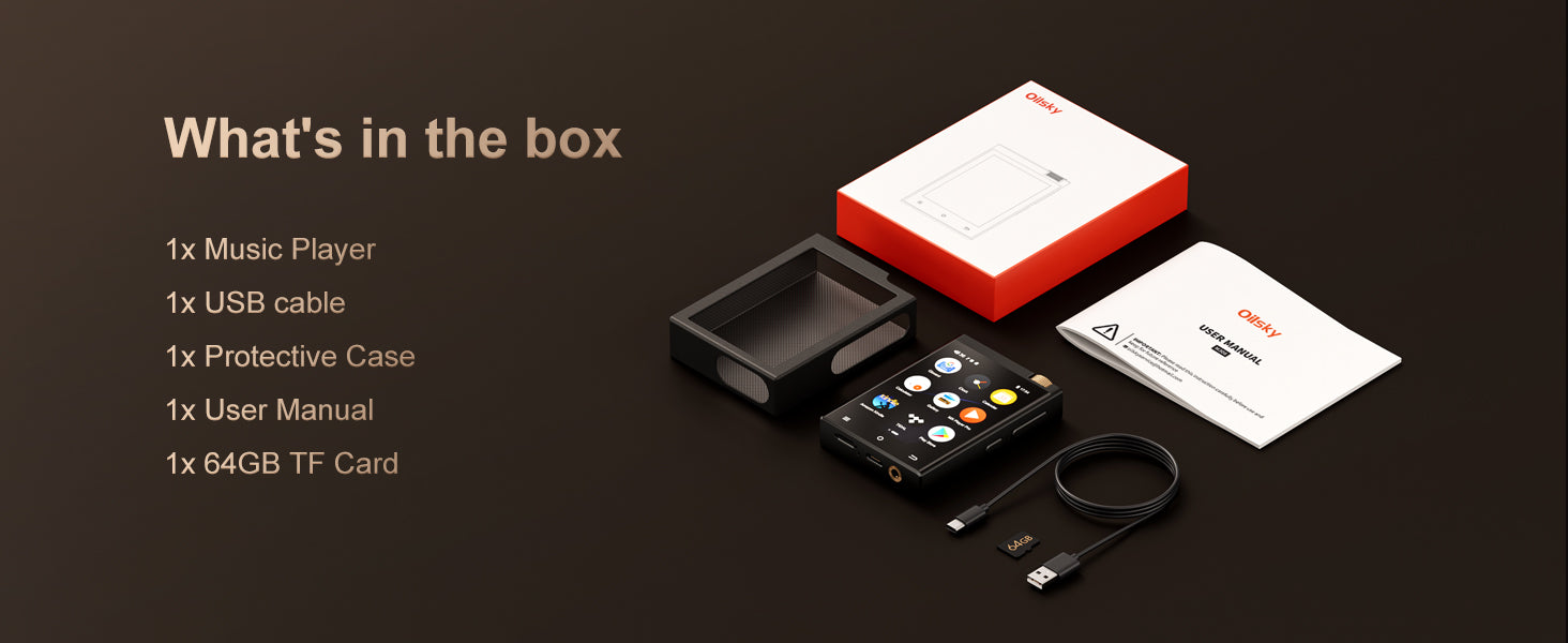 Oilsky Hi-Fi MP3 Player, Bluetooth/WiFi, Lossless DSD, 64GB Expandable